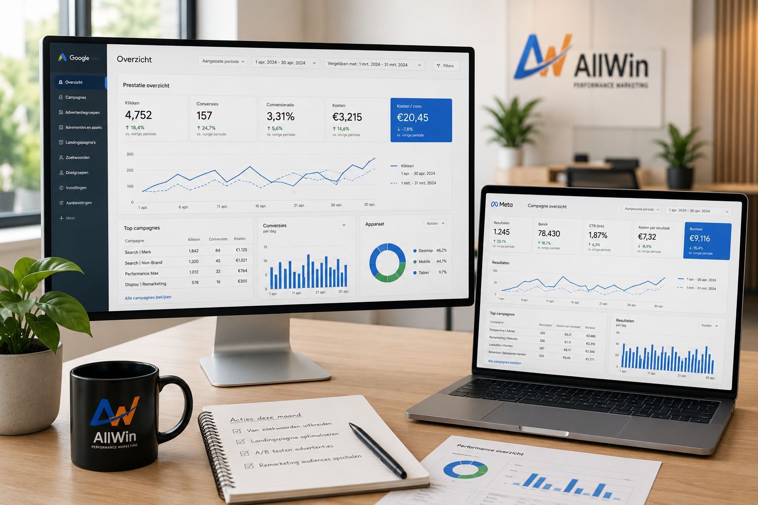 Google Ads en Meta dashboards